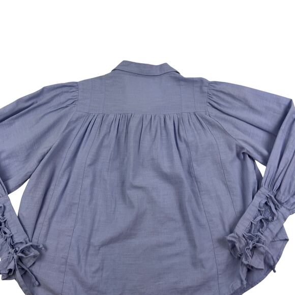 Free People Kiss Kiss 100% Cotton Peasant Boho Button Down Shirt Women's Size XS - Picture 4 of 9